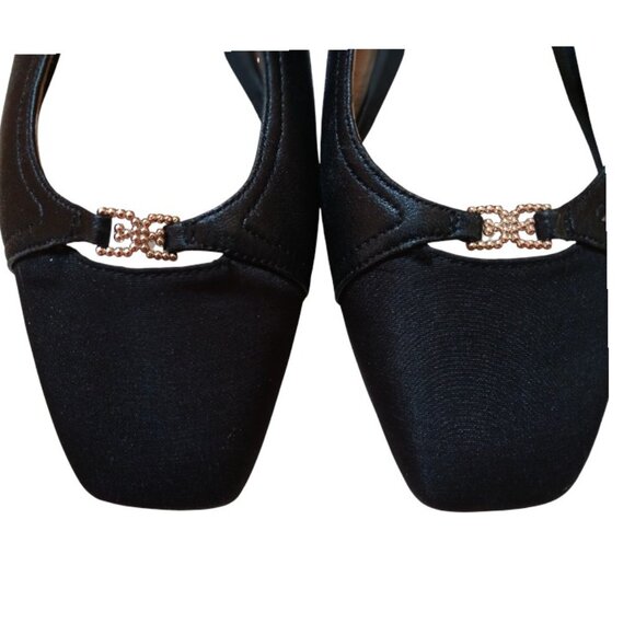 SAM EDELMAN Black Leather Flat Slingbacks Square Toe - Like New - Picture 6 of 11